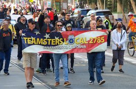 USA: Foto eines Streiks begleitet von Teamsters