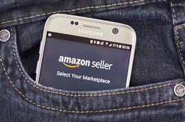 Amazon-Seller-App auf Smartphone in Hosentasche