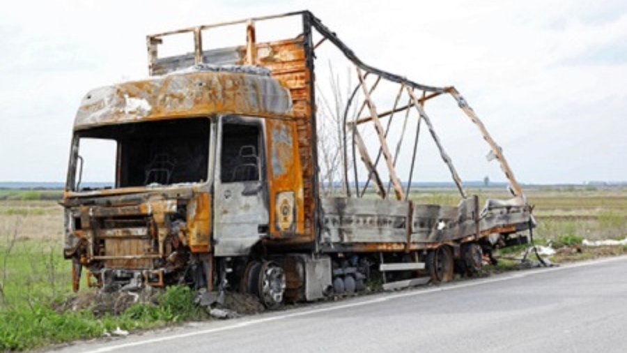 Ausgebrannter LKW