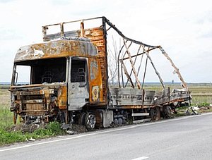 Ausgebrannter LKW