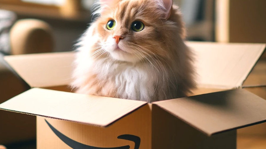 Katze in Amazon-Paket