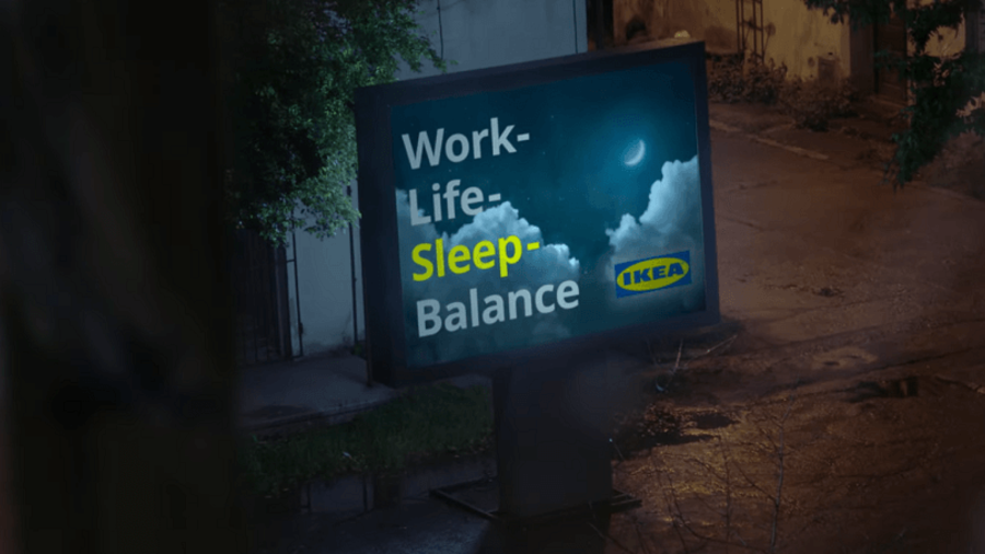 Ikea-Spot "Work-Life-Balance"-Plakat