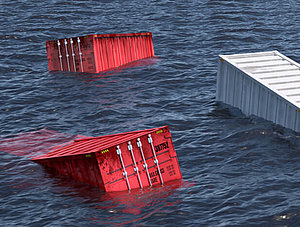 Container treiben im Meer