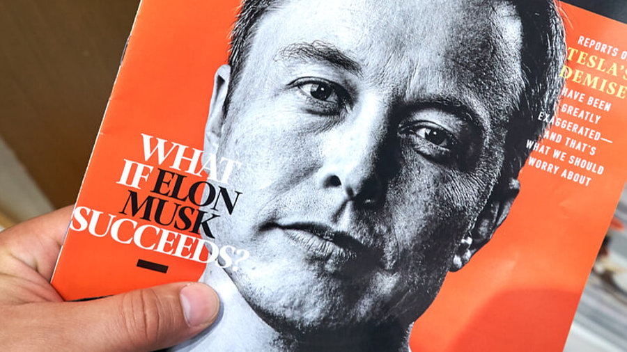 Elon Musk auf einem Magazincover