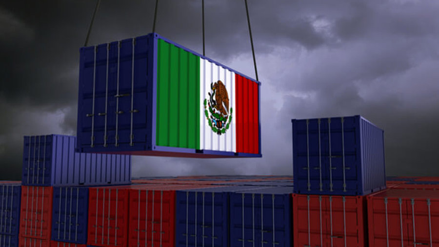 Container mit Mexiko-Flagge