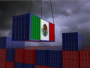 Container mit Mexiko-Flagge