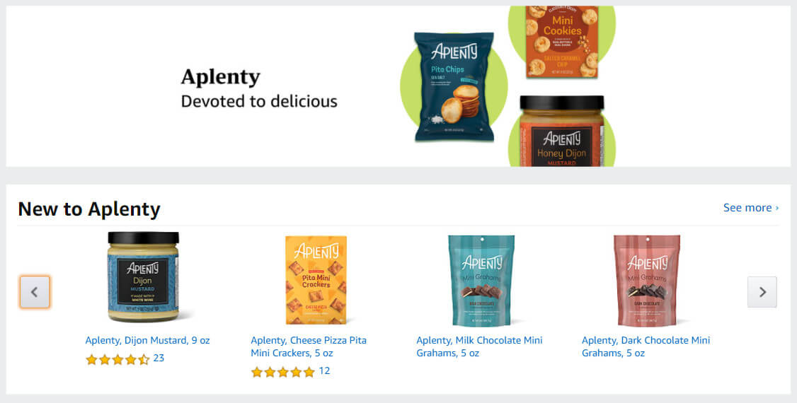 Screenshot der neuen Amazon Aplenty-Produkte