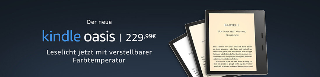 Banner zum neuen Modell des Amazon Kindle Oasis