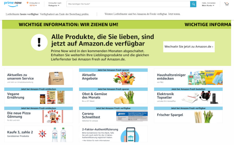 Amazon Prime Now zieht um