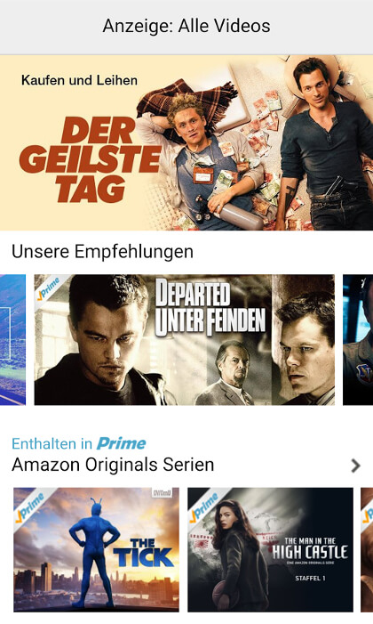 Amazon Video via Smartphone-Browser: mit Prime-Markierungen 