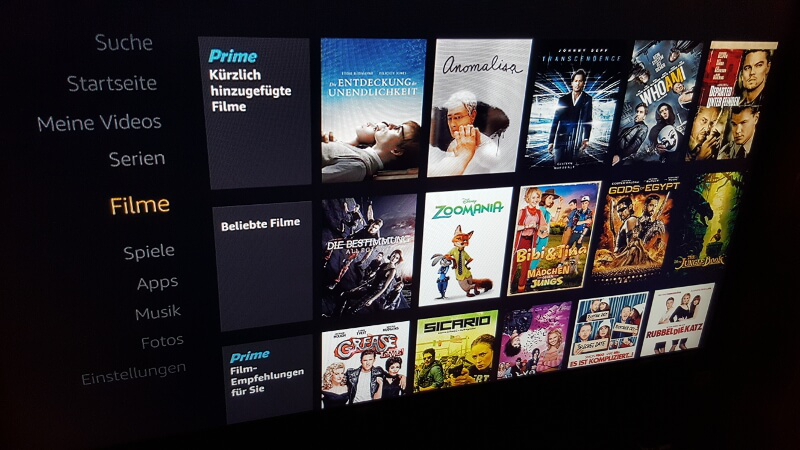 Amazon Video via Fire TV Stick: ohne Prime-Markierung