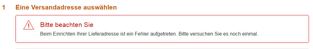 Amazon mit Problemen, Screenshot 