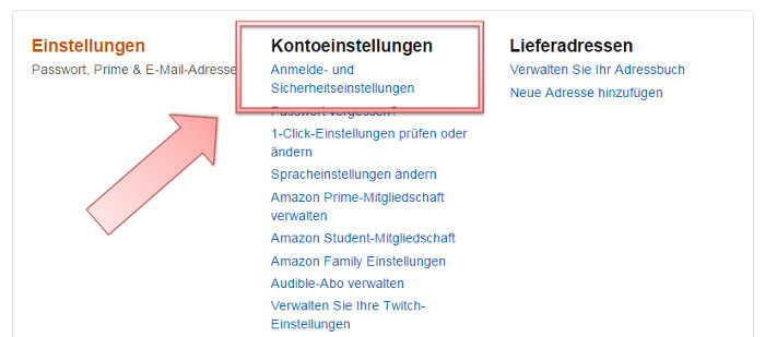 Mein Konto bei Amazon, Screenshot 