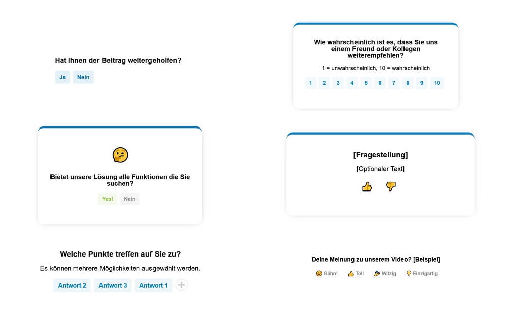 Beispiel-Widgets für Kundenumfragen / © Topikon