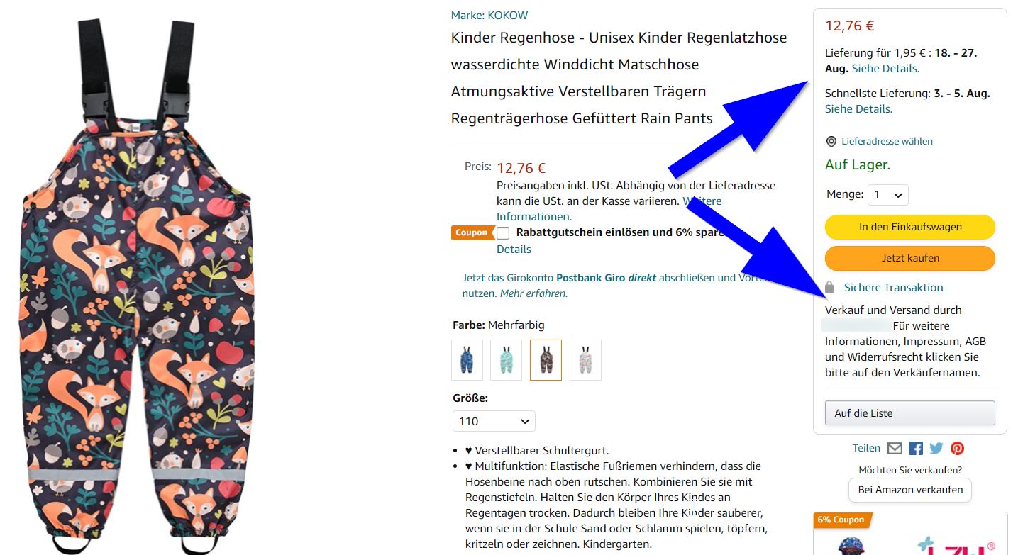 Screenshot von Amazon