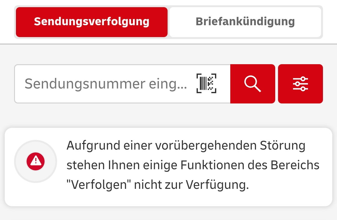 Screenshot der DHL-App