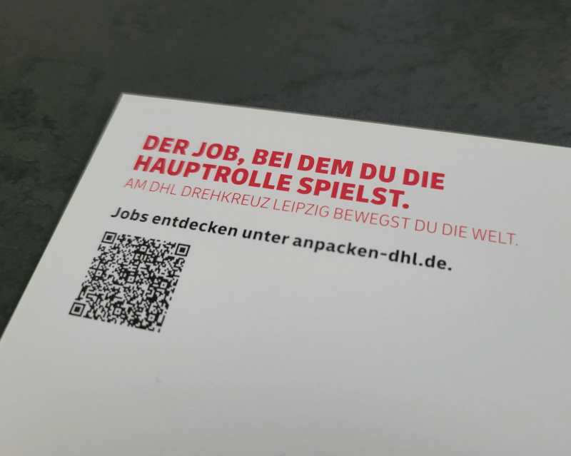 Personalkampagne: Postkarten der DHL mit lustigen Filmsprüchen, Rückseite