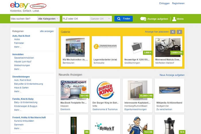 Ebay Kleinanzeigen Screenshot