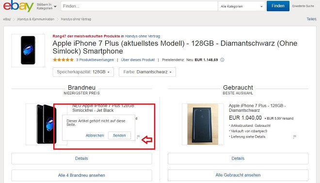 Ebay Produktseite 