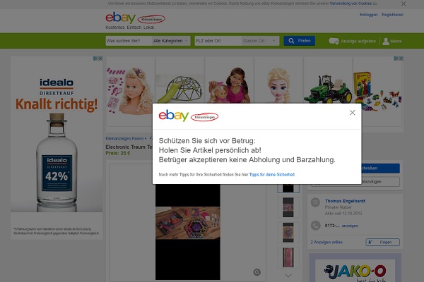 Screenshot Ebay Kleinanzeigen