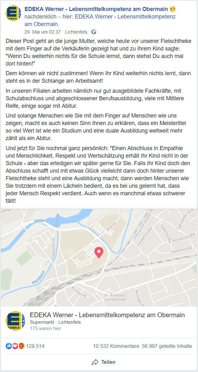 Edeka Verkaeukerin Facebook Wurst Screenshot