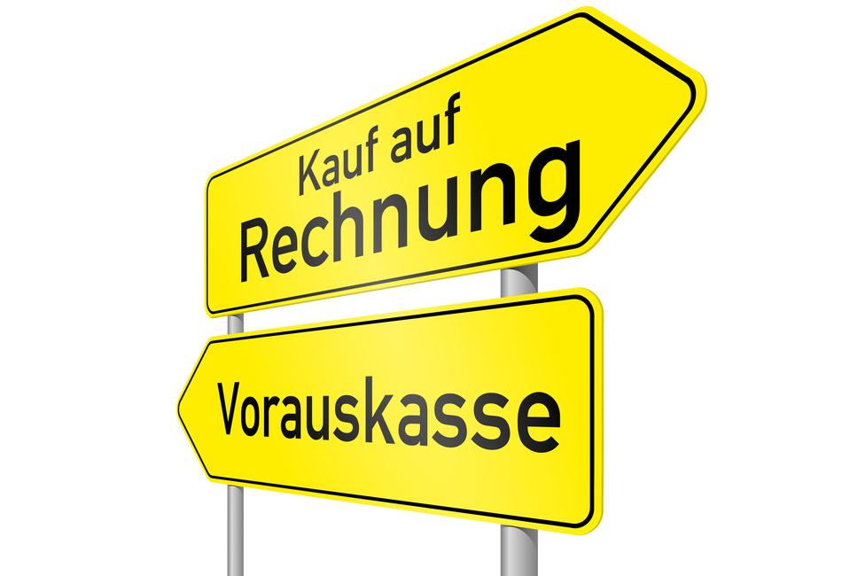 Schild Rechnungskauf - Vorkasse