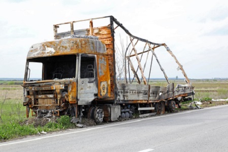 Ausgebrannter LKW