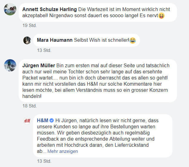 H&M steht bei Facebook in der Kritik