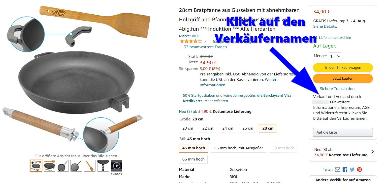 Screenshot von Amazon