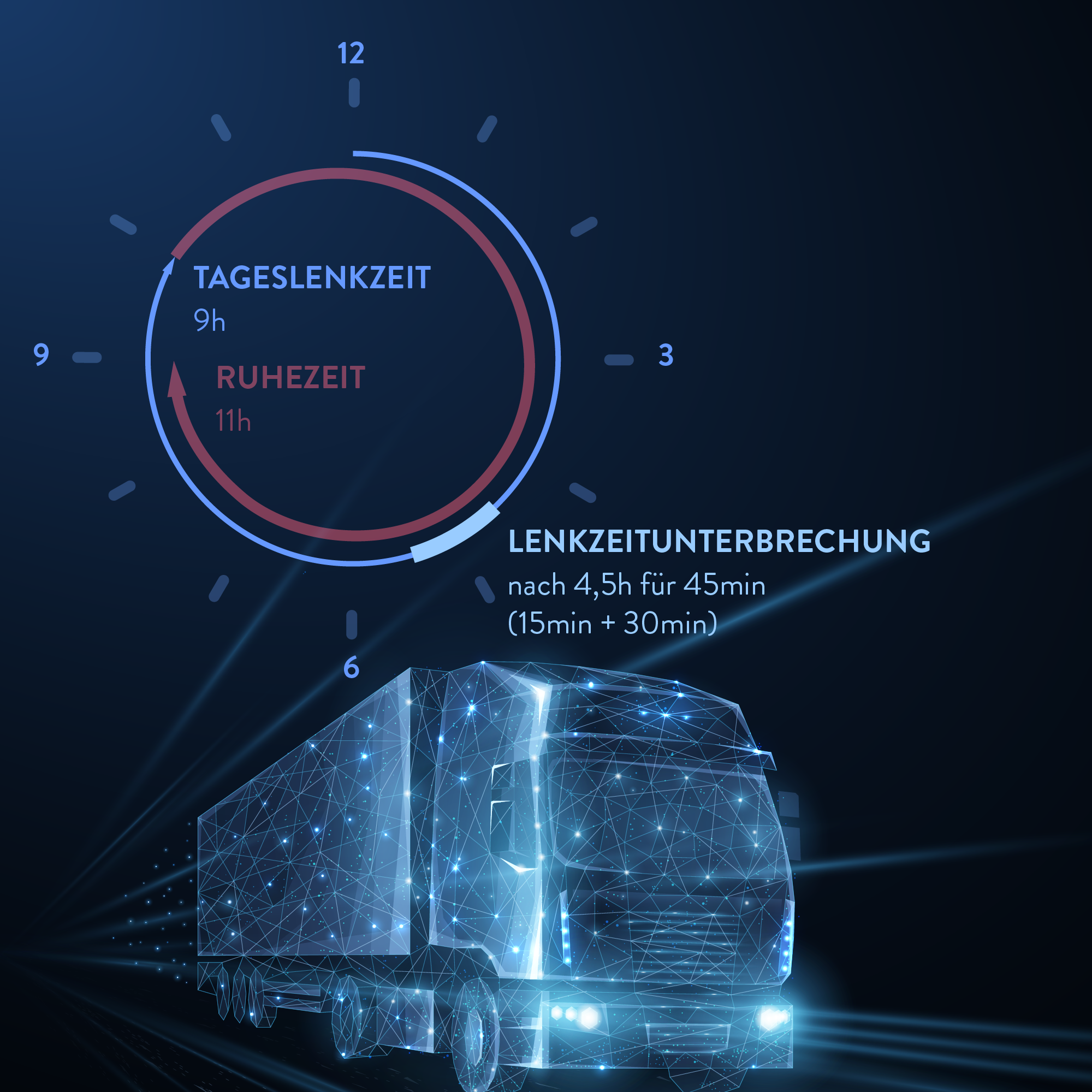 Infografik zu Lenk und Ruhezeiten