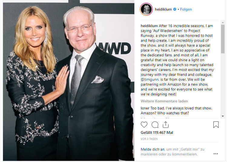 Instagrampost von Heidi Klum