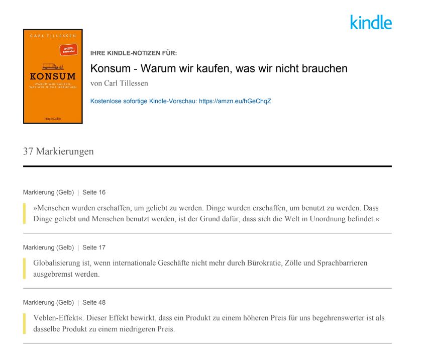 Kindle-Markierungen in der exportierten pdf-Datei