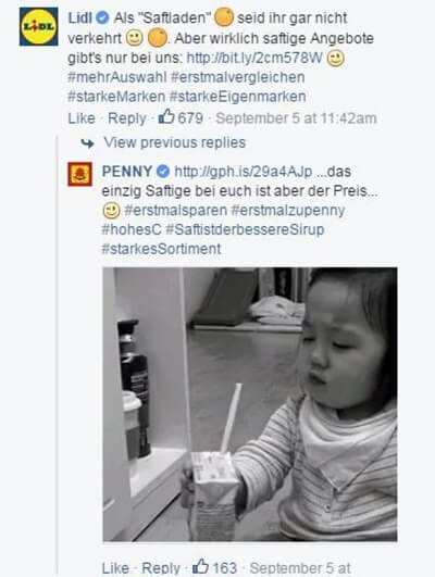 Reaktion von Lidl auf Penny