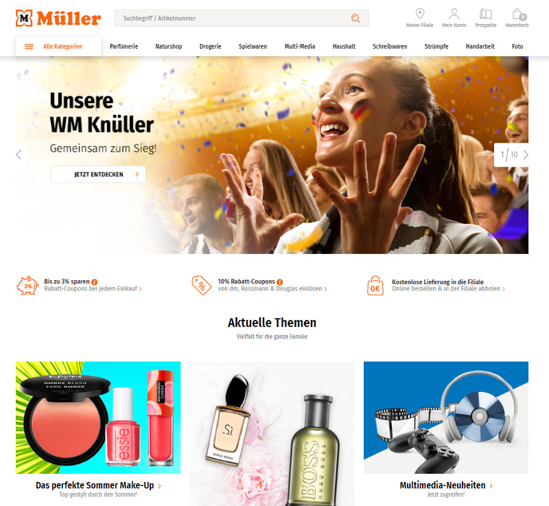 Screenshot: neue Website von Müller