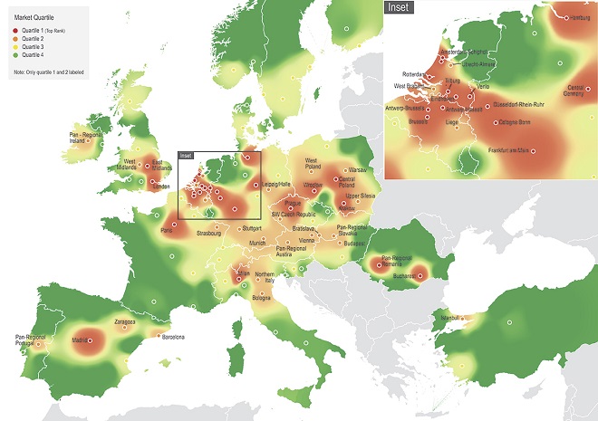 Besonders gefragte Logistikstandorte in Europa. 