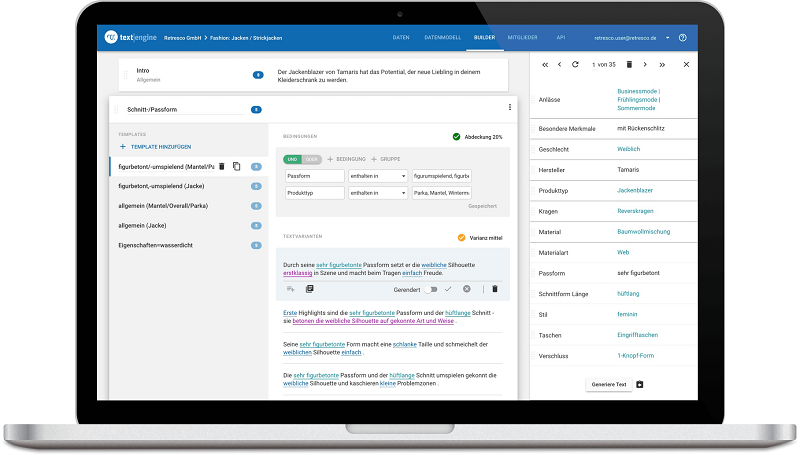 Das Tool textengine.io von Retresco / Bild: Retresco