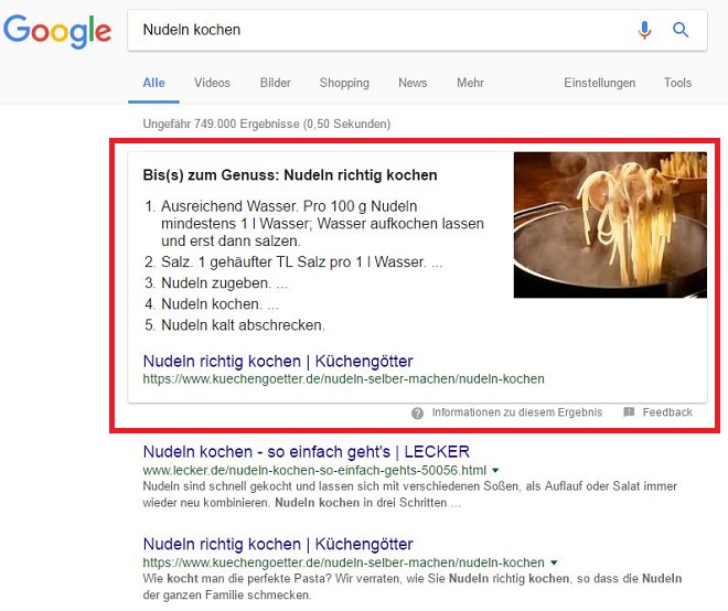 Google-Suchergebnisse