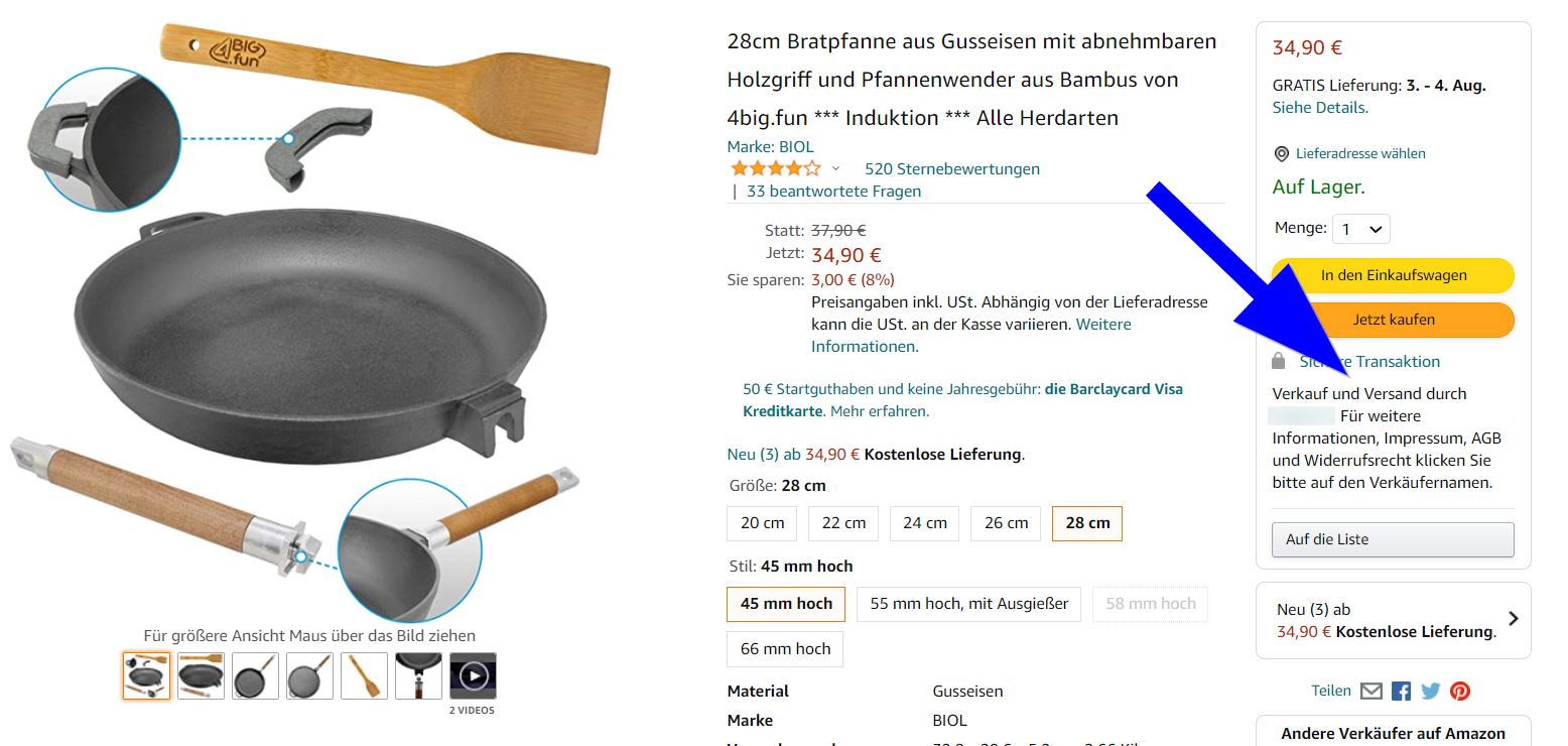 Screenshot von Amazon