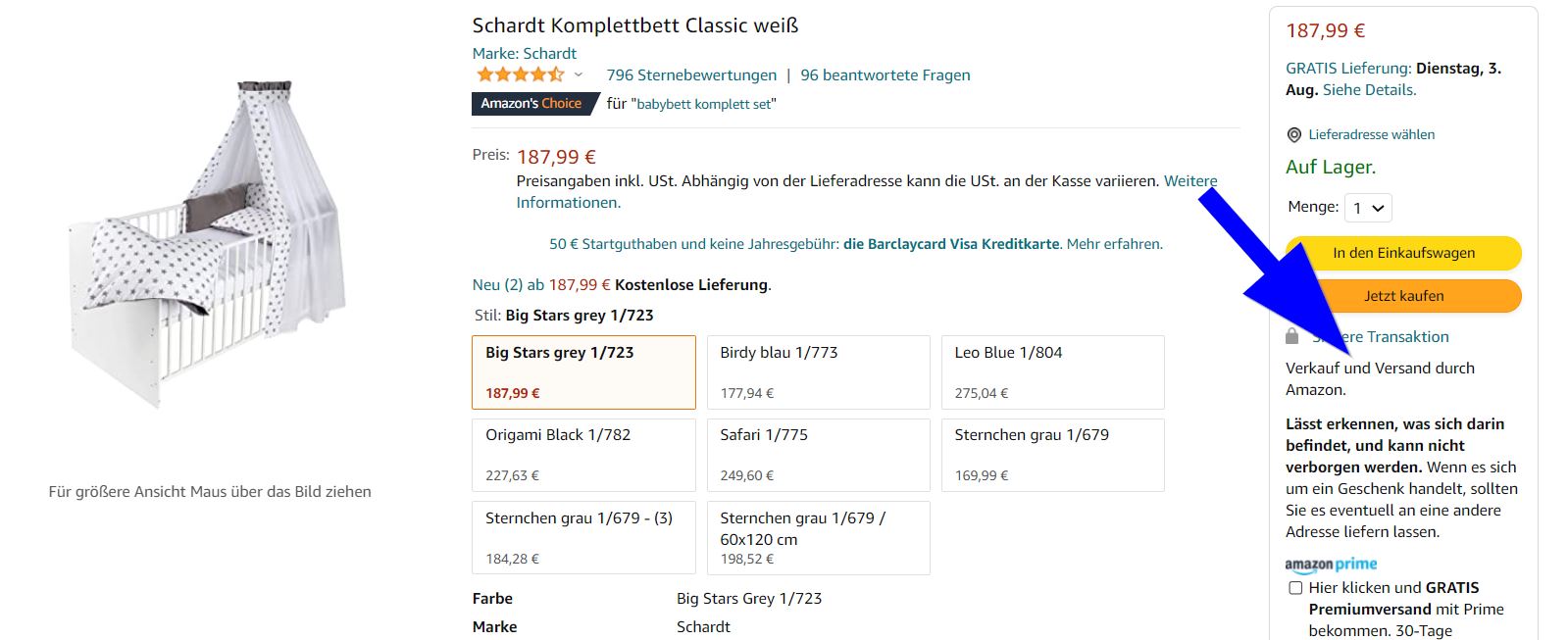 Screenshot von Amazon