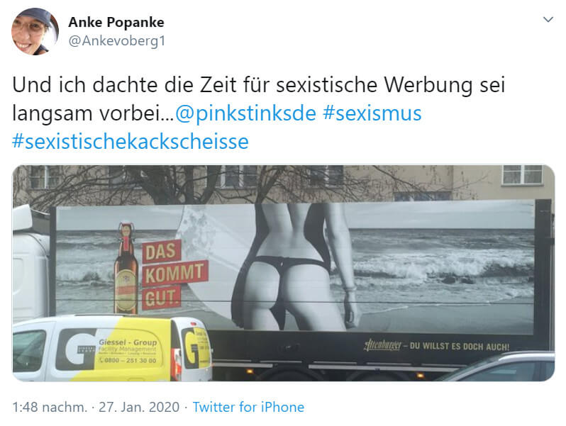 Werbung Sexismus Screenshot Twitter Ankevoberg1