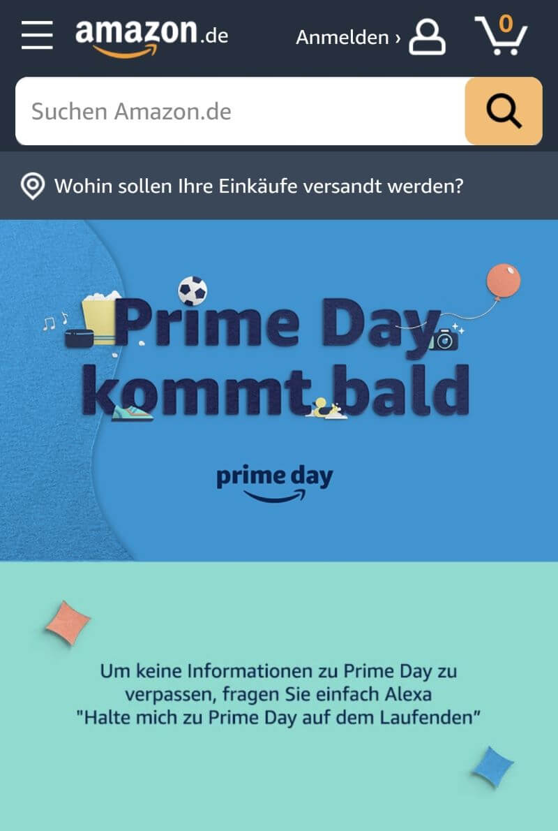 Amazon Prime Day Website mobil