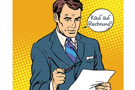 Comic - Business Mann mit Sprechblase: rechnung bitte!