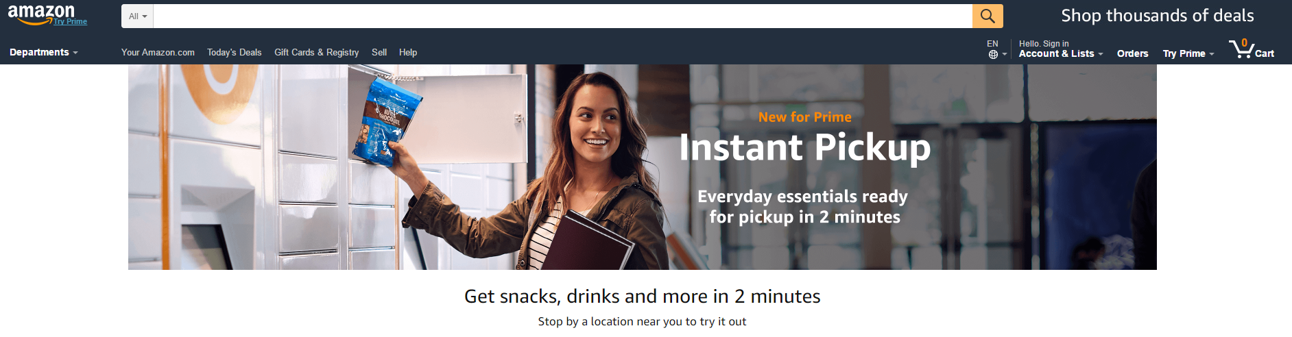 Screenshot Amazon Instant Pick Up