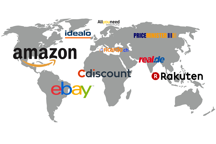 Magnalister, Weltkarte mit internationalen Marktplätzen