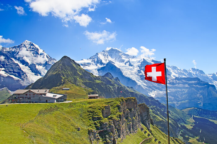 Schweizer Flagge im Grünen