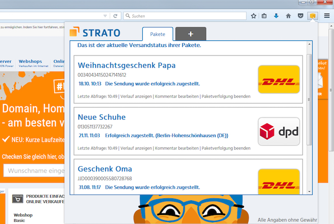 Strato Paketverfolgung